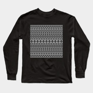 Aztec Essence II Black on Gray Pattern Long Sleeve T-Shirt